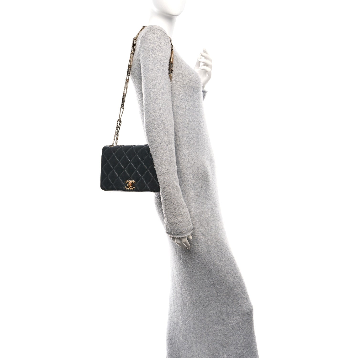 Chanel Lambskin Quilted On And On Medium Chain Flap Black 2 of 10