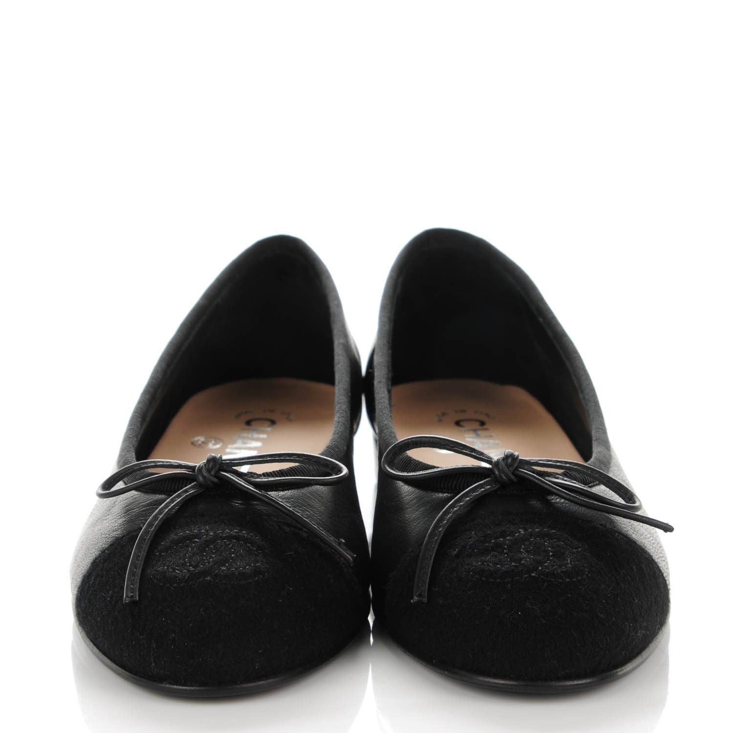 Chanel Lambskin Felt CC Cap Toe Ballerina Flats 35 Black 2 of 8
