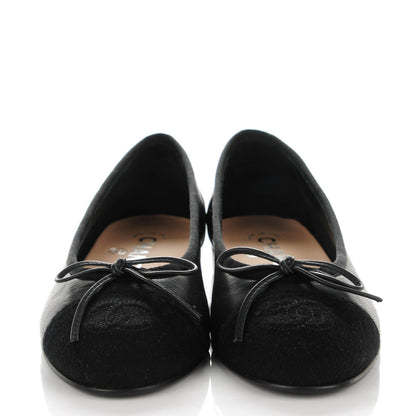 Chanel Lambskin Felt CC Cap Toe Ballerina Flats 35 Black 2 of 8