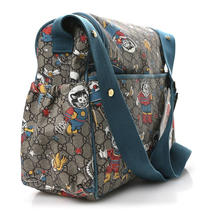 Gucci GG Supreme Monogram Space Cats Diaper Bag Turquoise 4 of 11