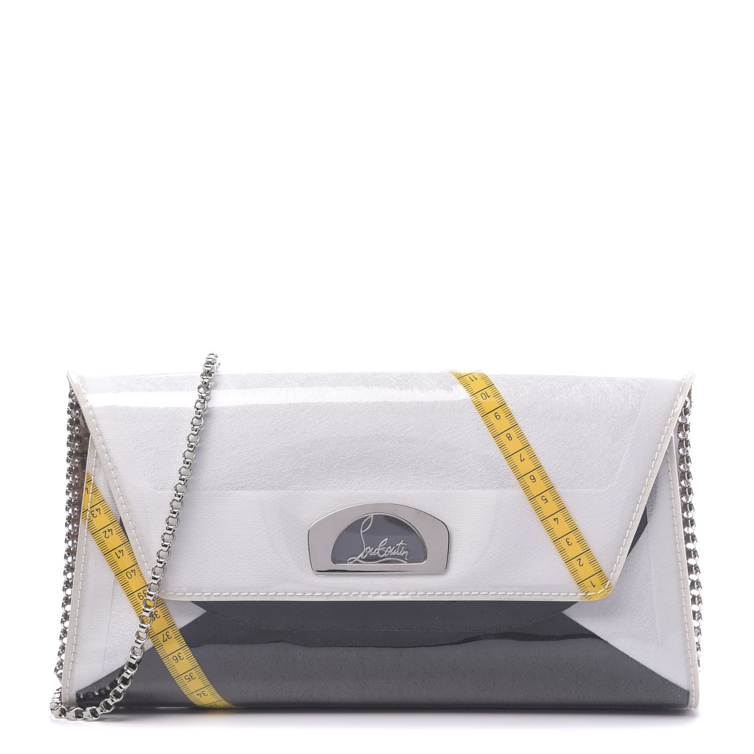 Christian Louboutin LOUBOUTIN Calfskin PVC Loubicouture Vero Dodat Clutch Black White Yellow 1 of 10