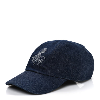 Hermes Denim Embroidered Davis Emile Hat 57 Indigo 1 of 8