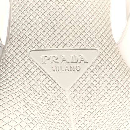 Prada Spazzolato Triangle Logo Pointed Toe 45mm Slingback Pumps 40.5 White 7 of 9