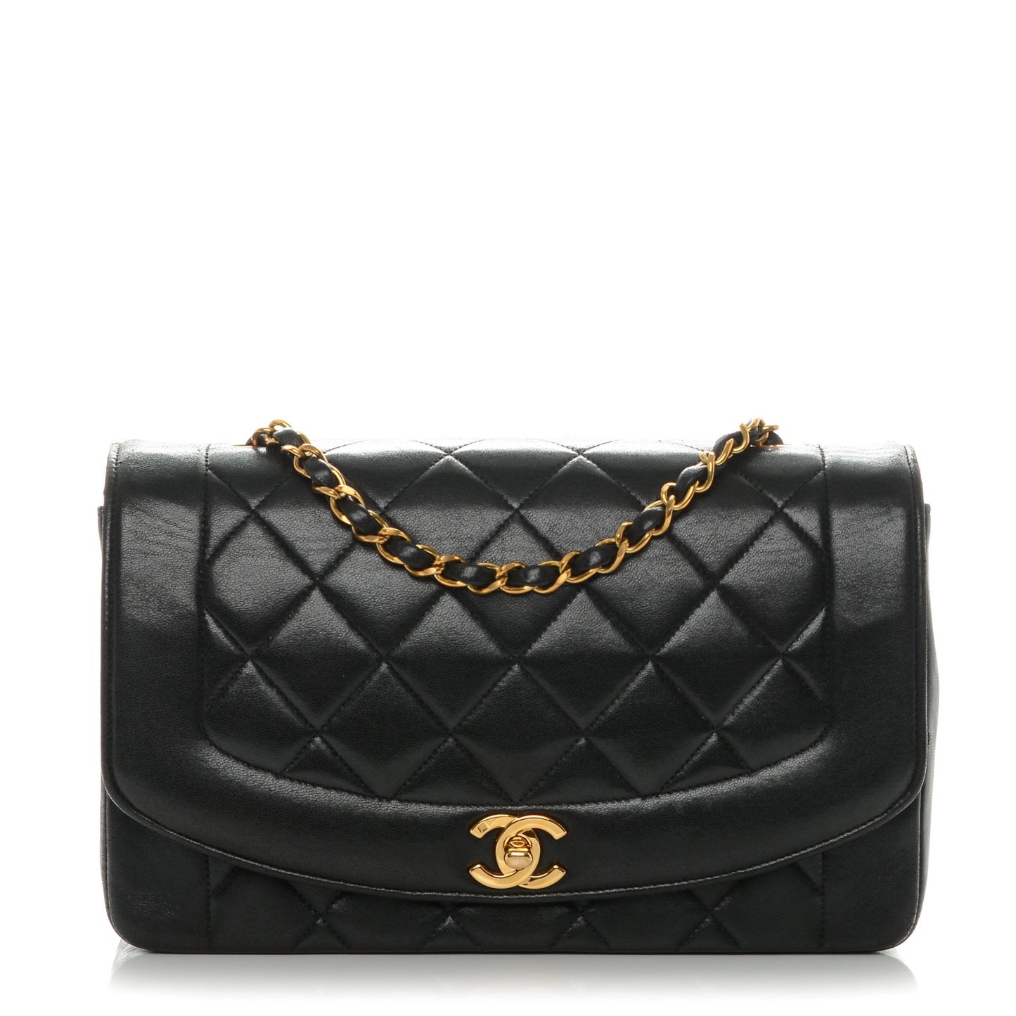 Lambskin Quilted Medium Single Flap Black