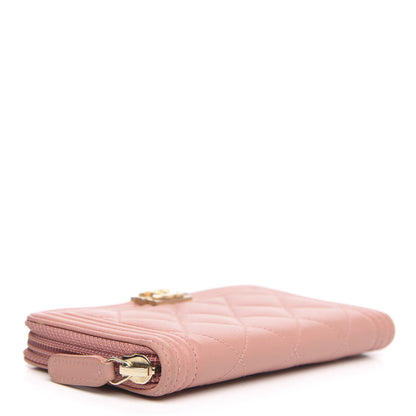 Chanel Caviar Quilted Boy Small Zip Around Wallet Pink 4 of 10