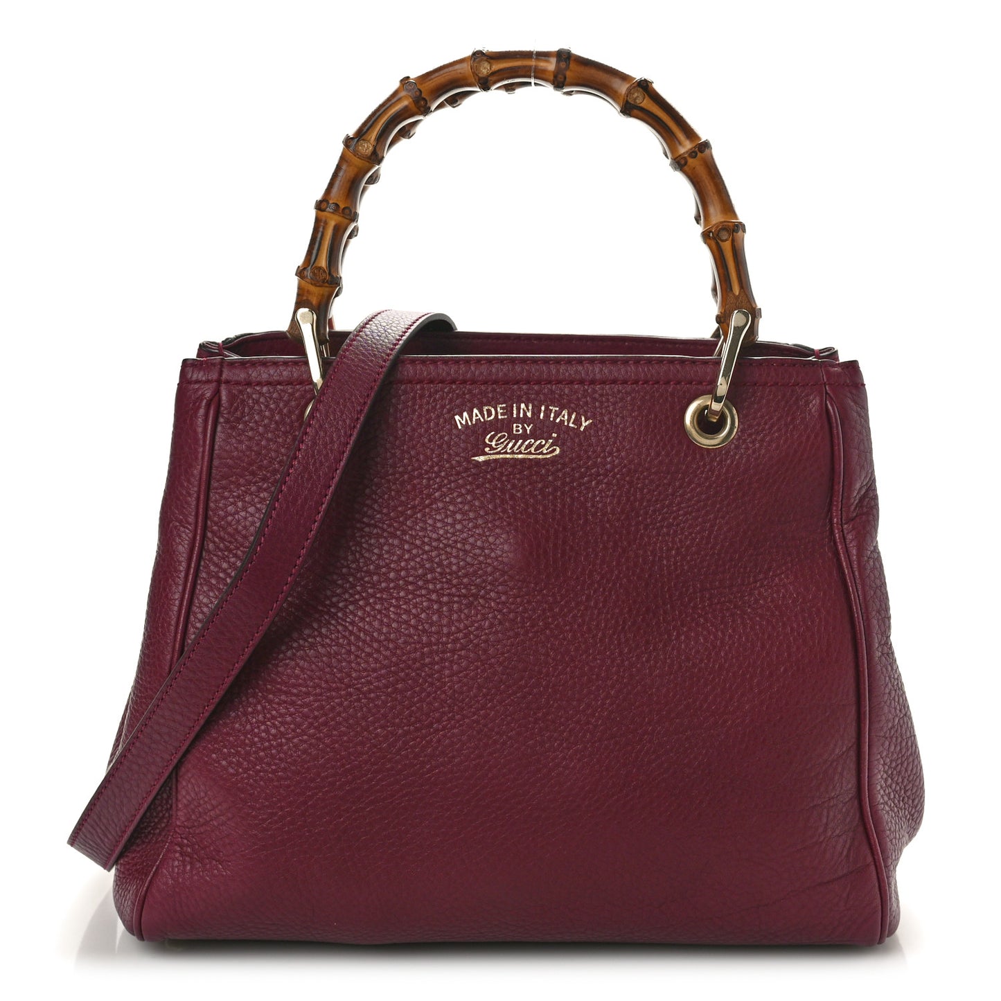 Calfskin Small Bamboo Shopper Tote Burgundy