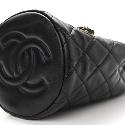 Chanel Lambskin Quilted Pearl Crush Drawstring Bag Black 10 of 11
