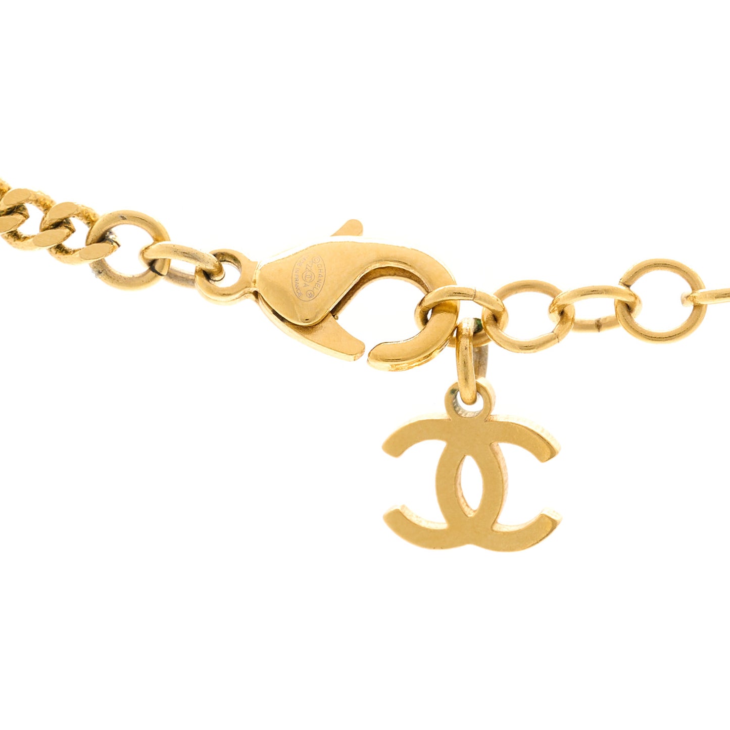 Crystal CC Chain Pendant Necklace Gold