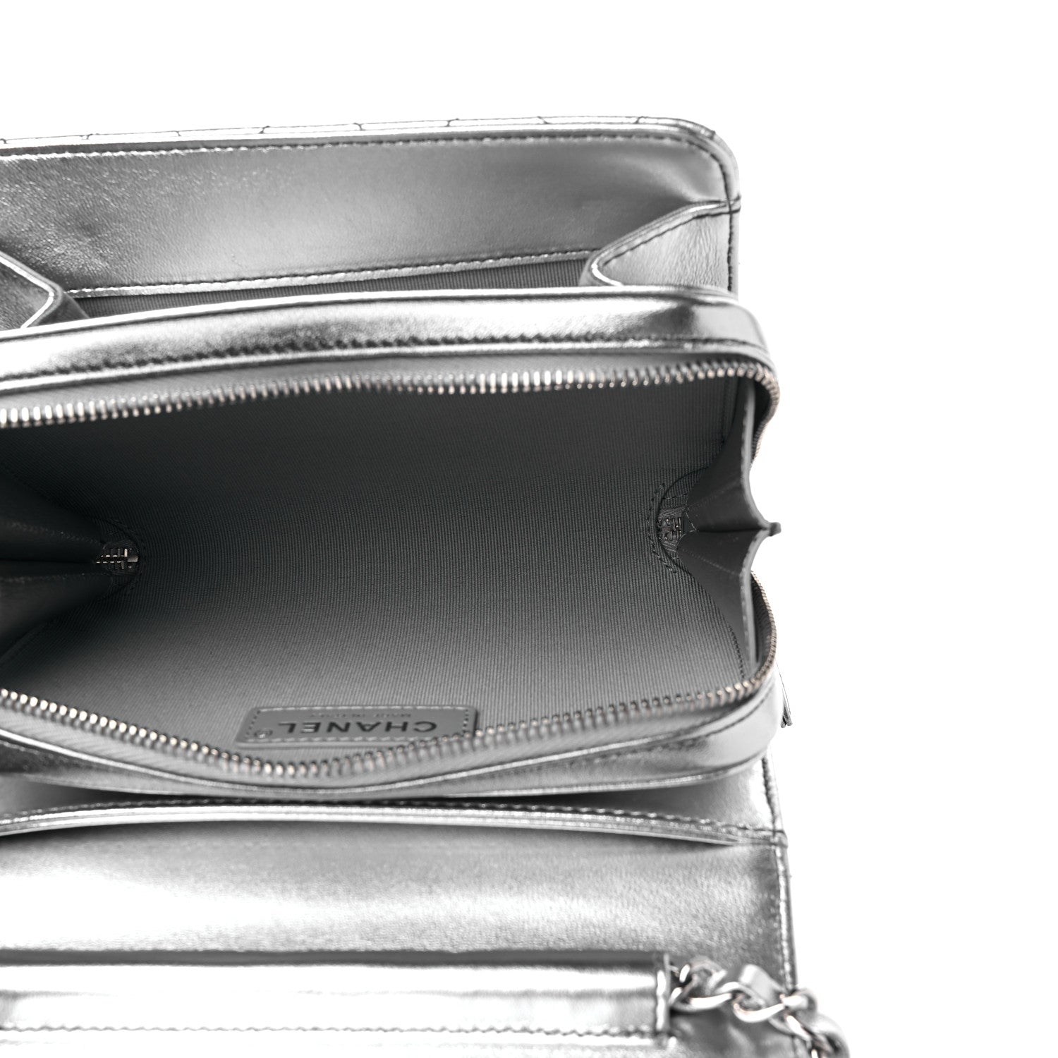 Chanel Metallic Lambskin Like A Wallet Flap Silvery Black 5 of 10