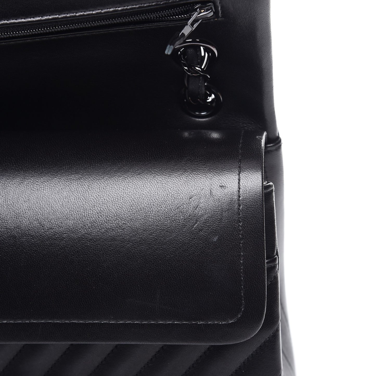 Lambskin Chevron Quilted Jumbo Double Flap So Black