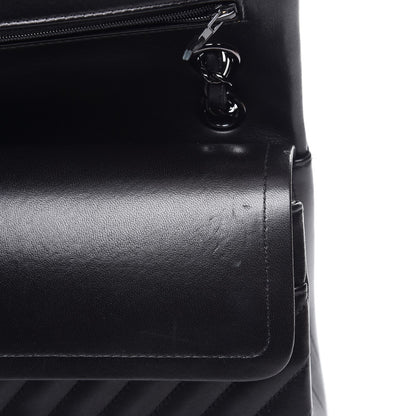 Chanel Lambskin Chevron Quilted Jumbo Double Flap So Black 11 of 15