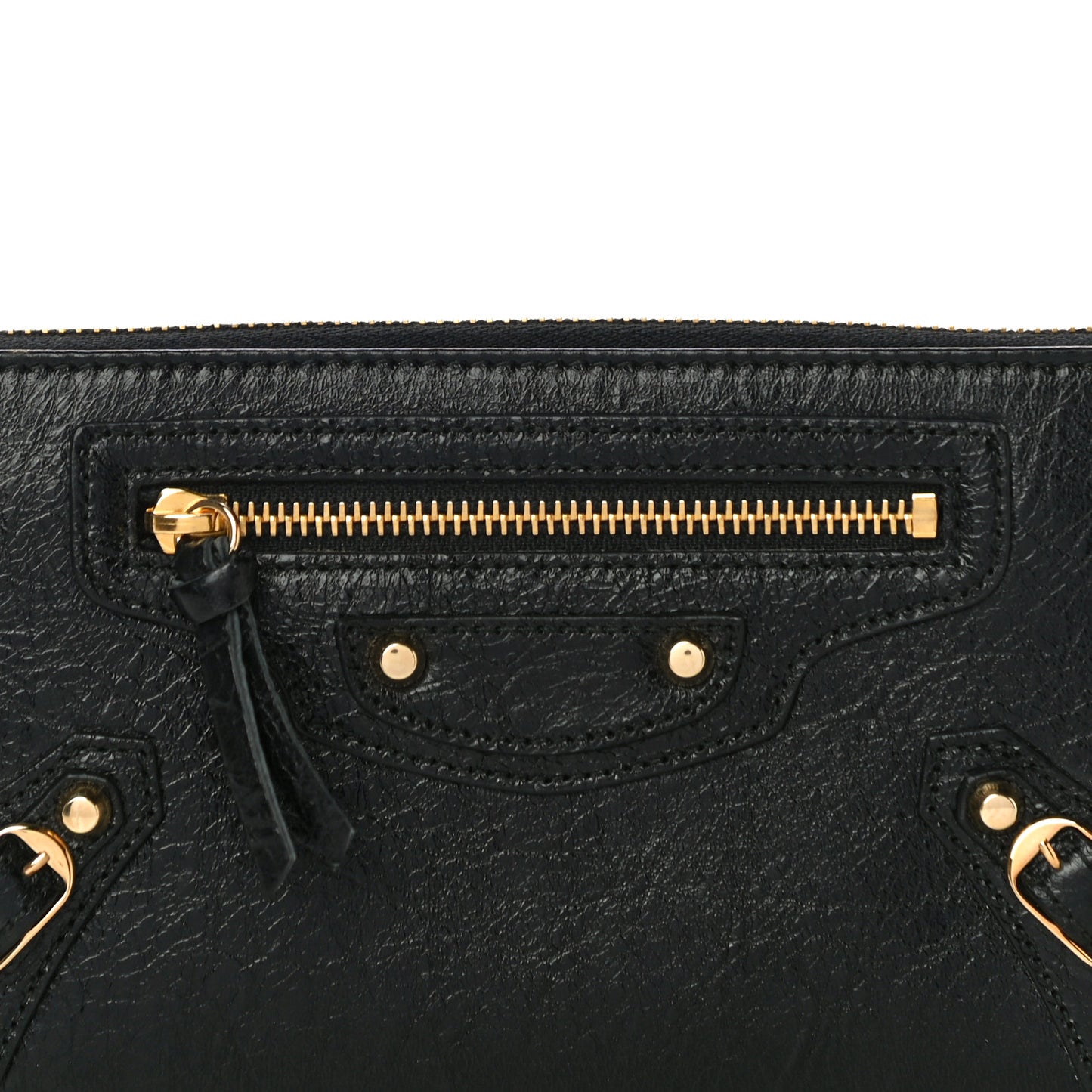 Agneau Classic Gold Hardware Continental Zip Around Wallet Black