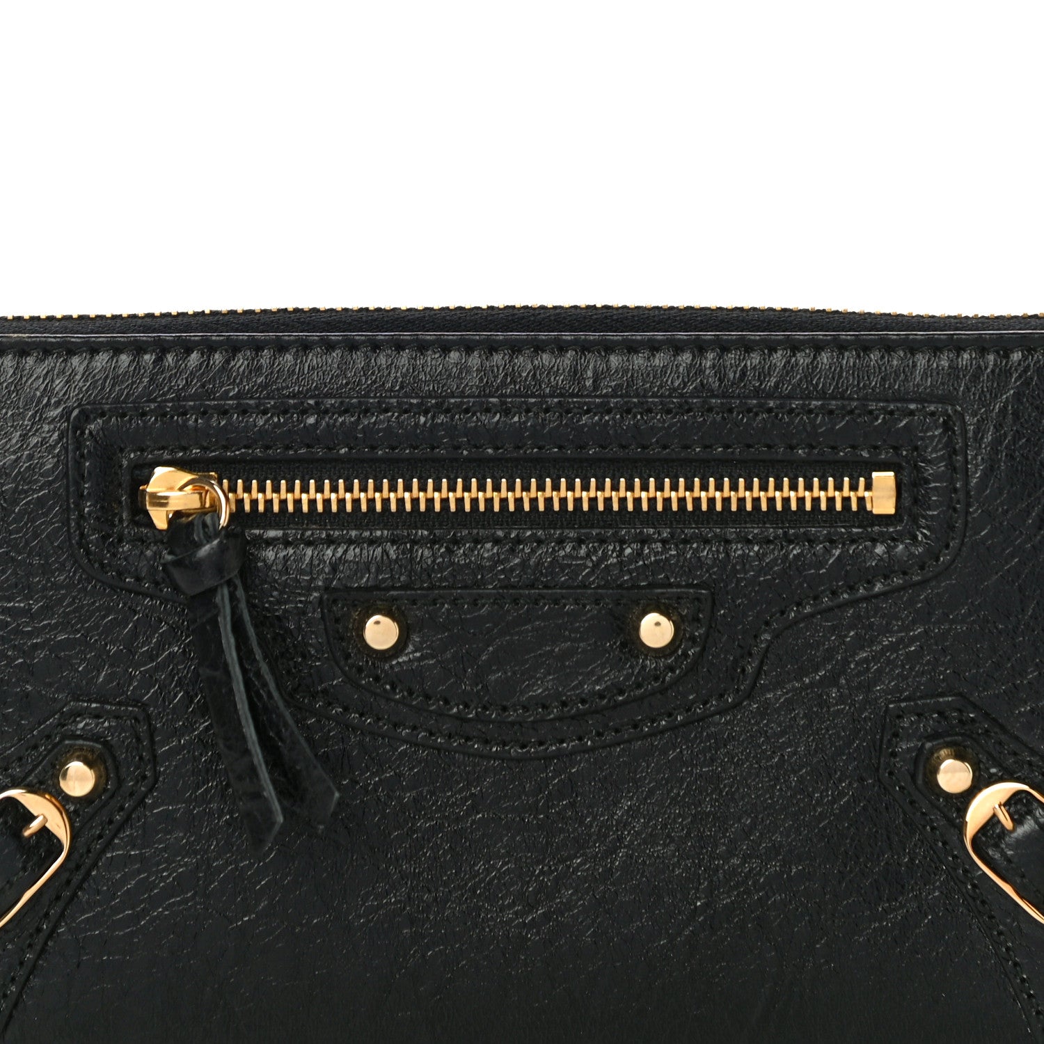 Balenciaga Agneau Classic Gold Hardware Continental Zip Around Wallet Black 7 of 9