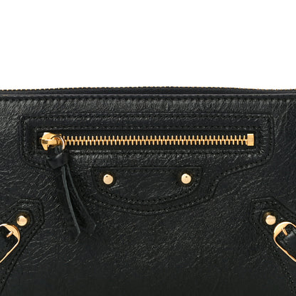 Balenciaga Agneau Classic Gold Hardware Continental Zip Around Wallet Black 7 of 9