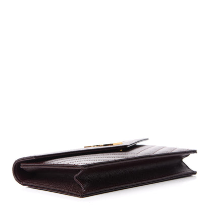 Saint Laurent Grain De Poudre Matelasse Chevron Monogram Envelope Chain Wallet Amaranto 4 of 10