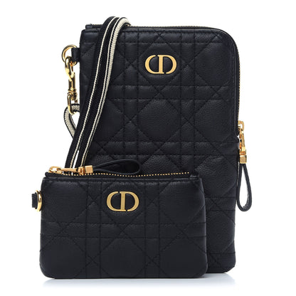 Christian Dior Supple Calfskin Cannage Caro Multifunctional Pouch Black 1 of 9