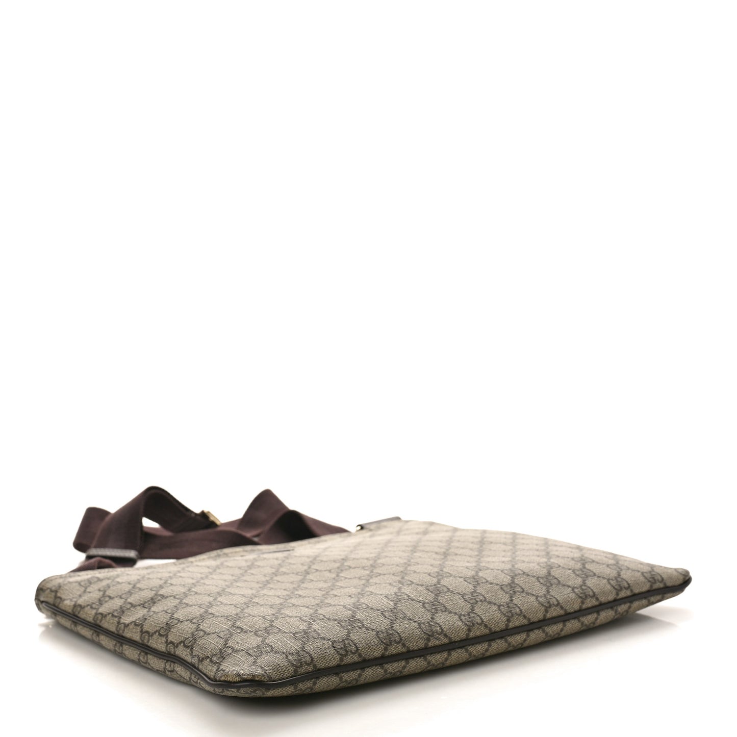 GG Supreme Monogram Medium Flat Messenger Bag Dark Brown