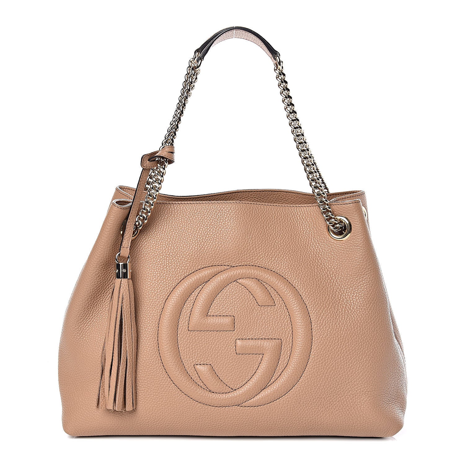 Gucci Pebbled Calfskin Medium Soho Chain Shoulder Bag Camelia 1 of 11
