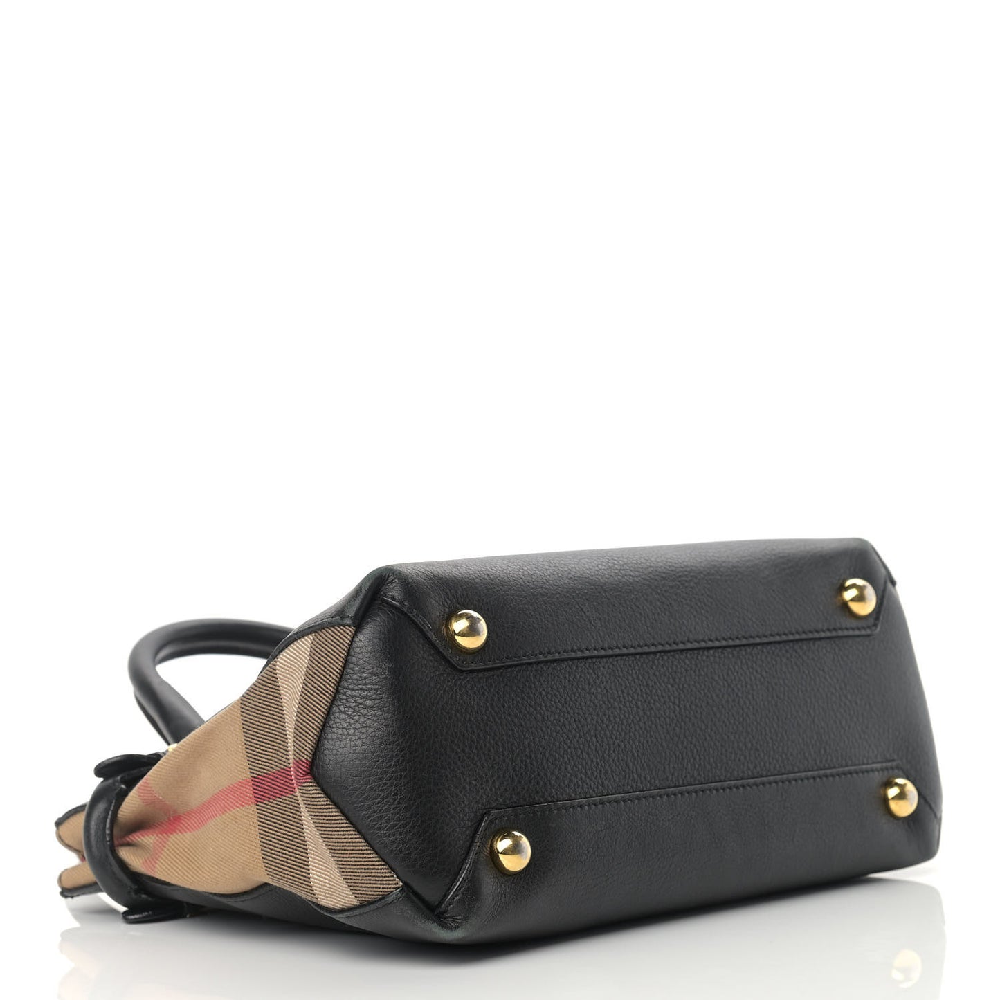 Grainy Calfskin House Check Small Banner Tote Black