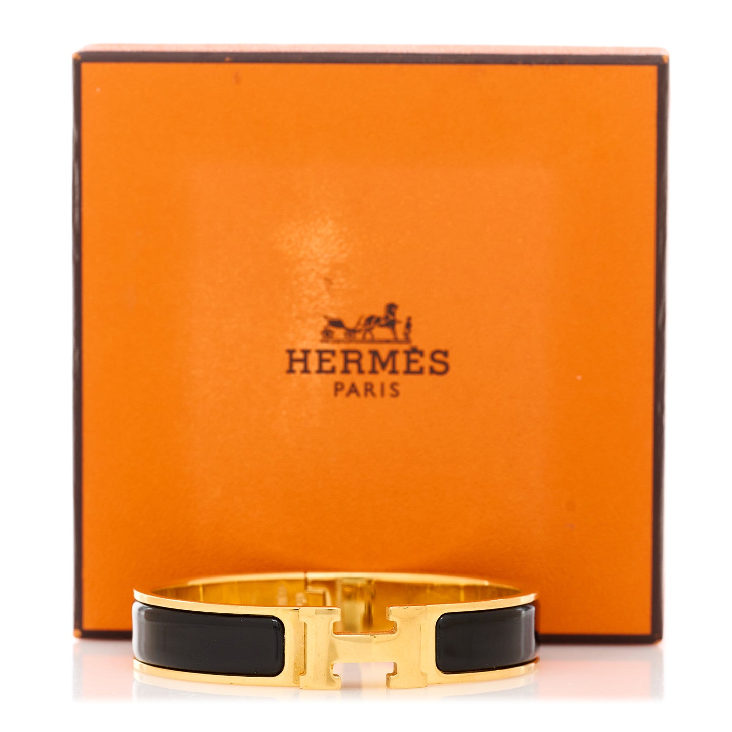 Enamel Narrow Clic Clac H Bracelet GM Black
