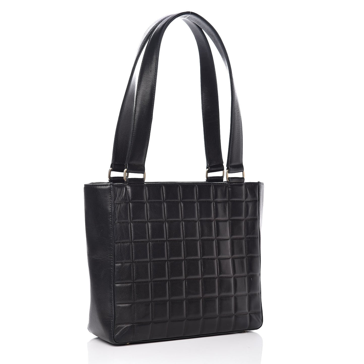 Lambskin Quilted Chocolate Bar Tote Black