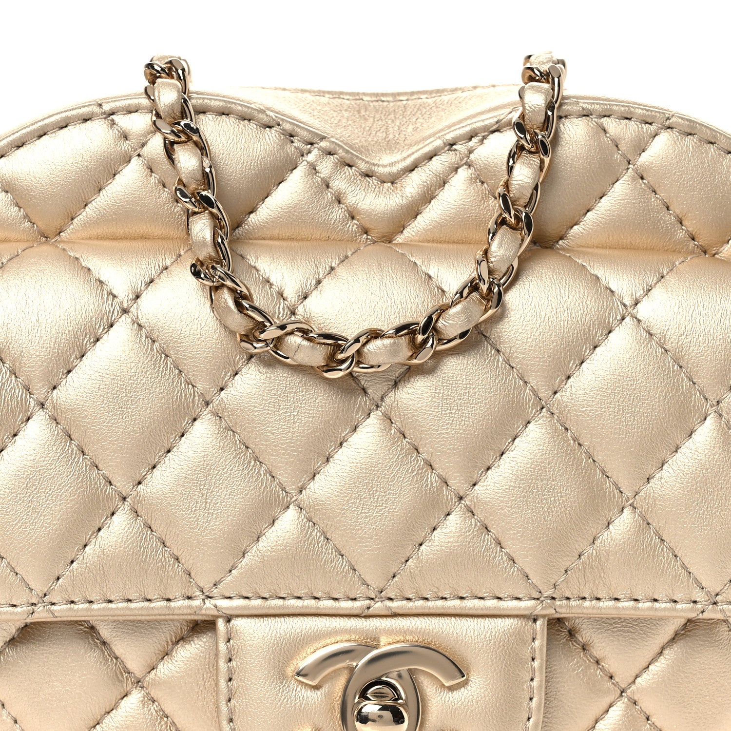Chanel Metallic Lambskin Quilted CC In Love Heart Bag Gold 8 of 12
