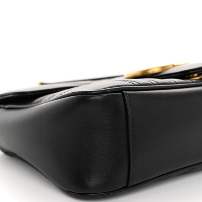 Gucci Calfskin Matelasse Small GG Marmont Shoulder Bag Black 8 of 9