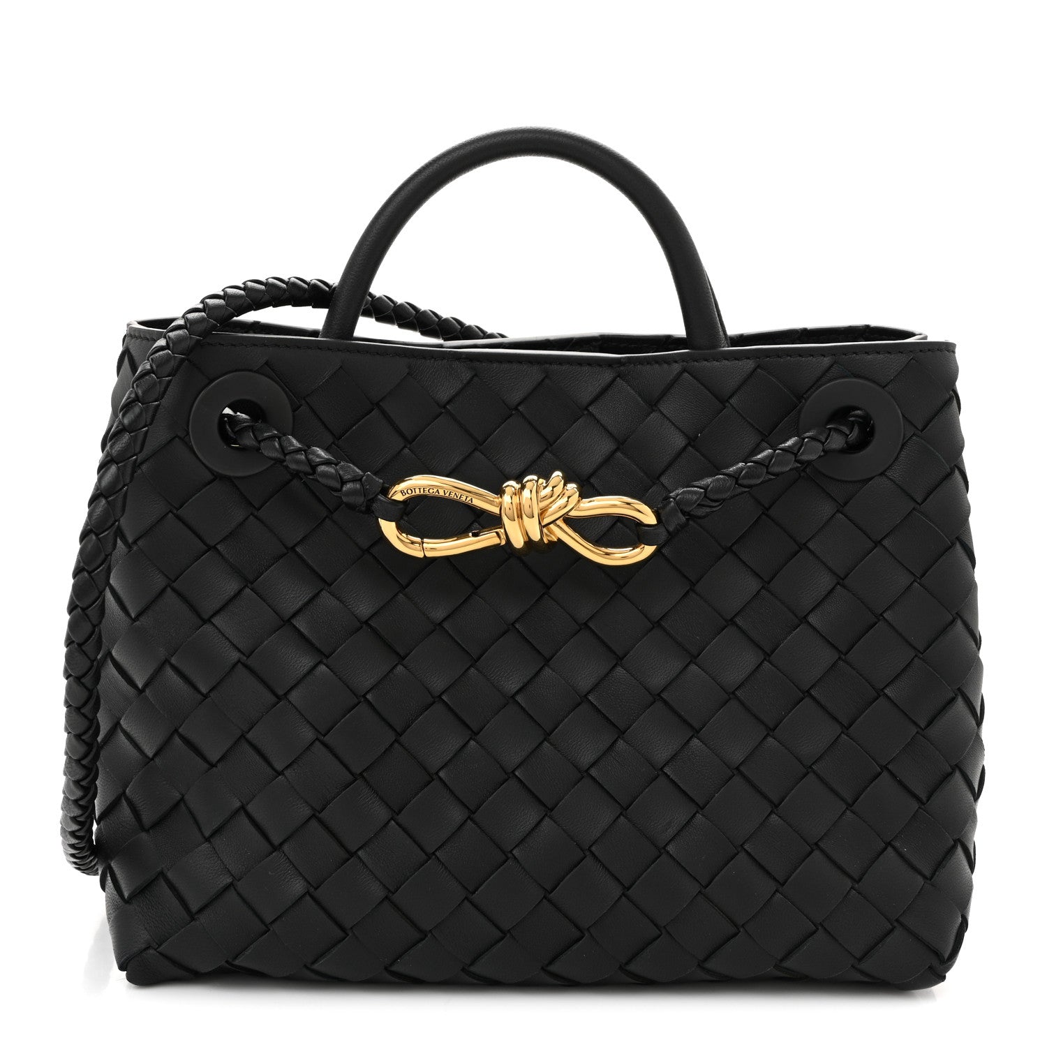 Bottega Veneta Nappa Intrecciato Small Andiamo Shoulder Bag Black Black 1 of 9