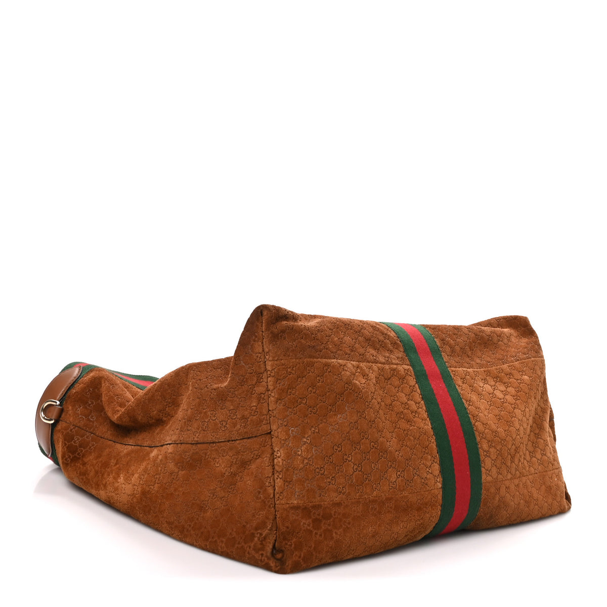 Suede GG Monogram Web Large Giglio Tote Brown