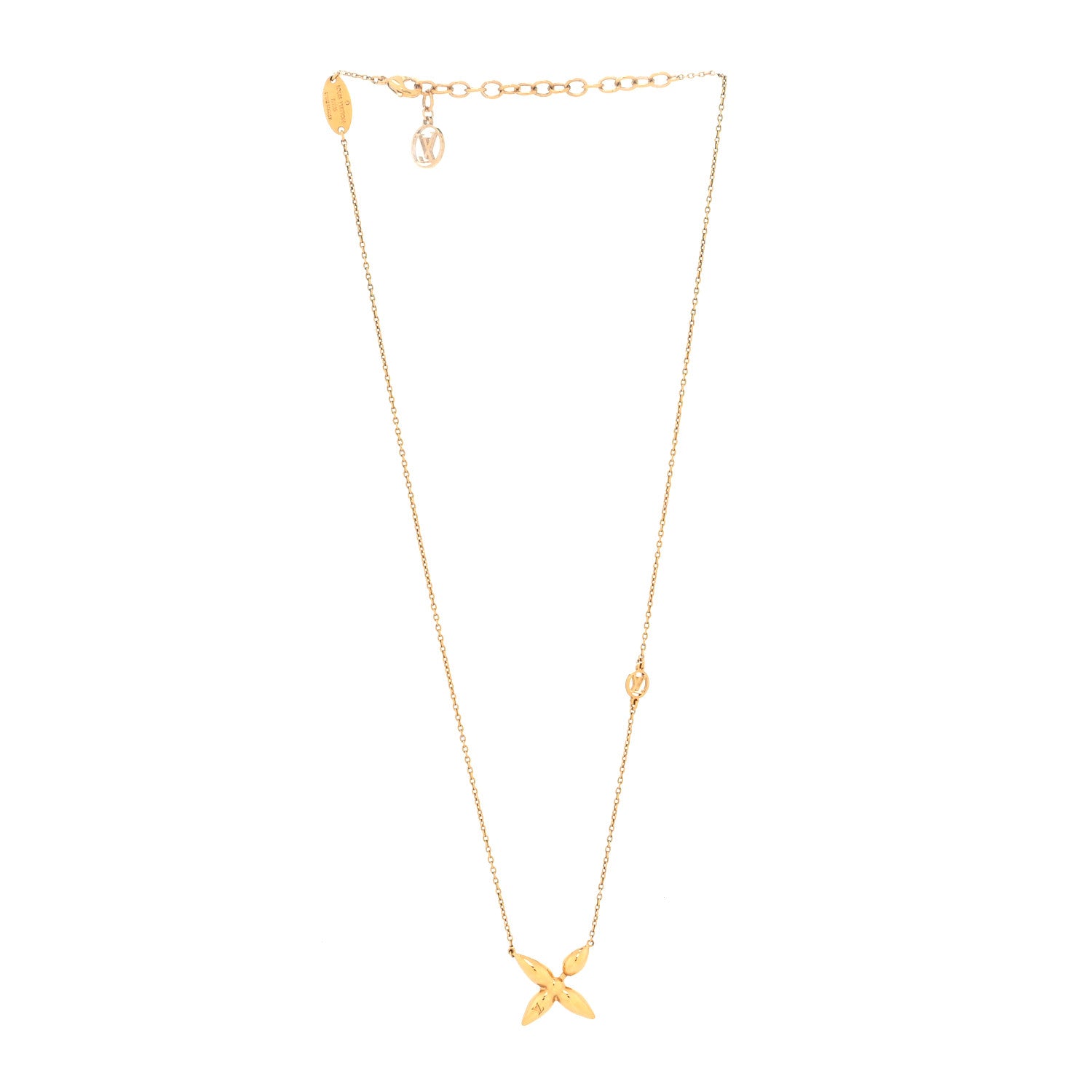Louis Vuitton Metal Louisette Necklace Gold 3 of 6