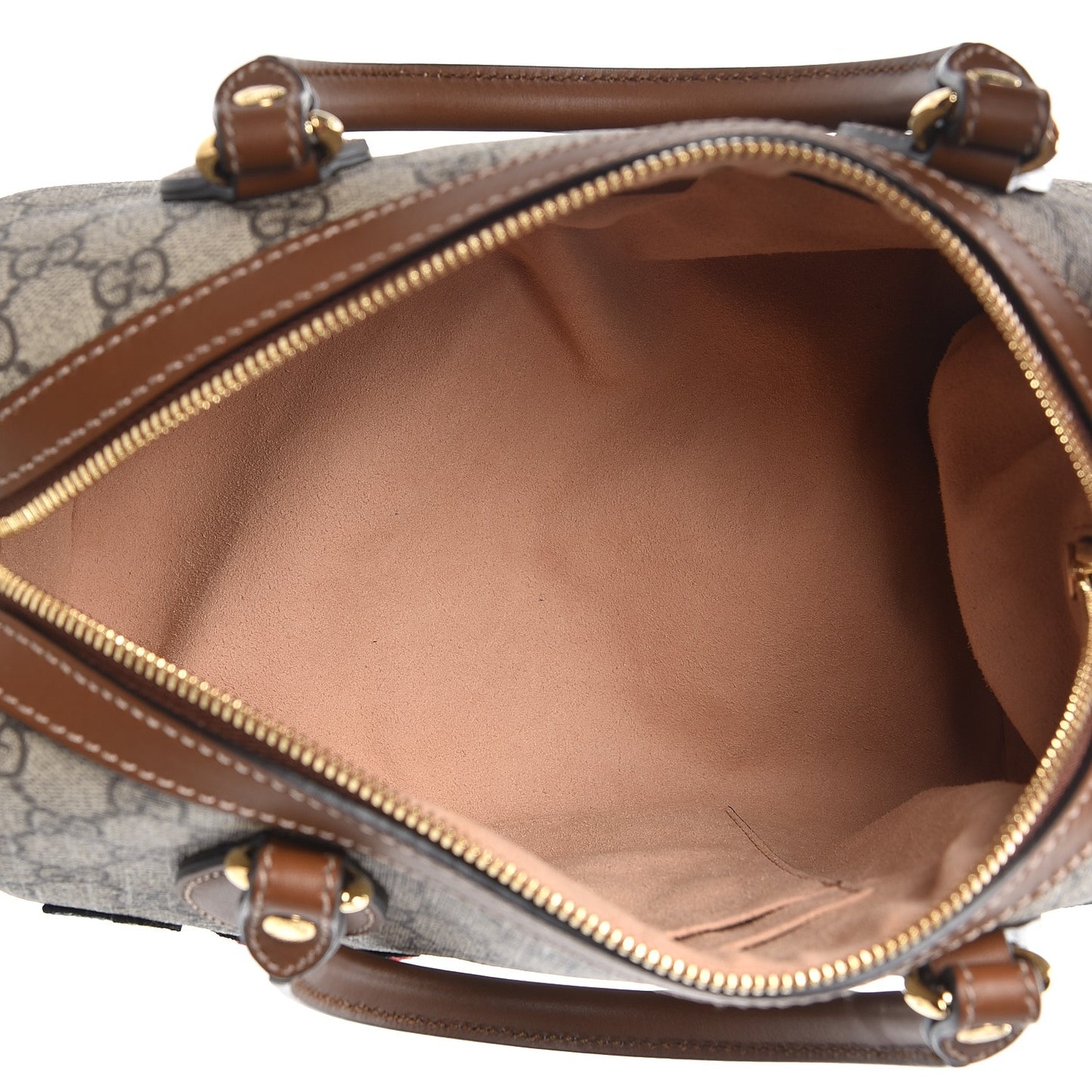 GG Supreme Monogram Floral Embroidered Small Boston Brown