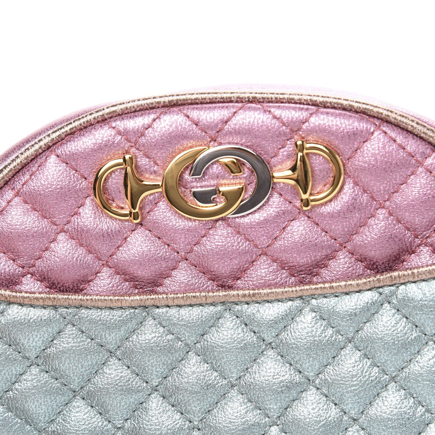 Laminated Nappa Trapuntata Mini Zumi Dome Shoulder Bag Rosa Lago Rame