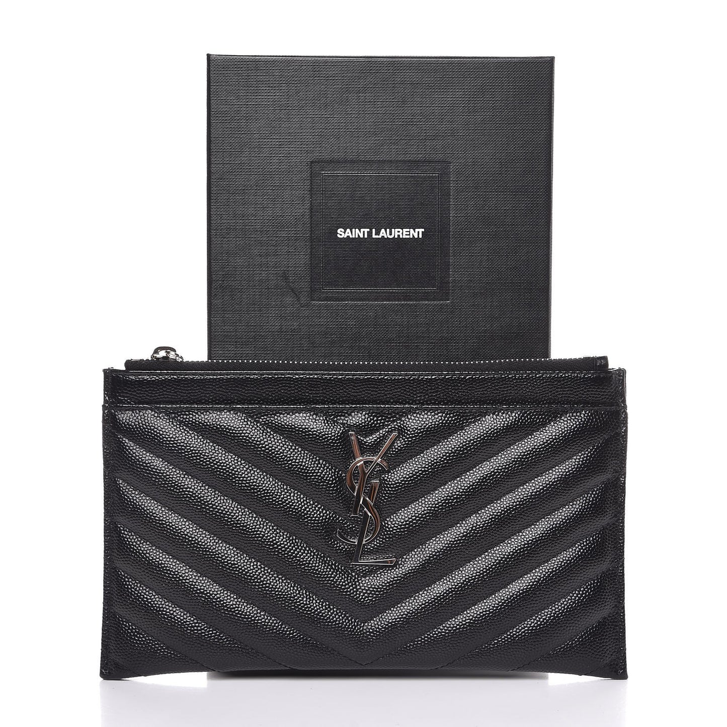 Grain De Poudre Chevron Monogram Bill Pouch Black