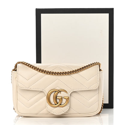 Gucci Calfskin Matelasse Super Mini GG Marmont Shoulder Bag White 16 of 16