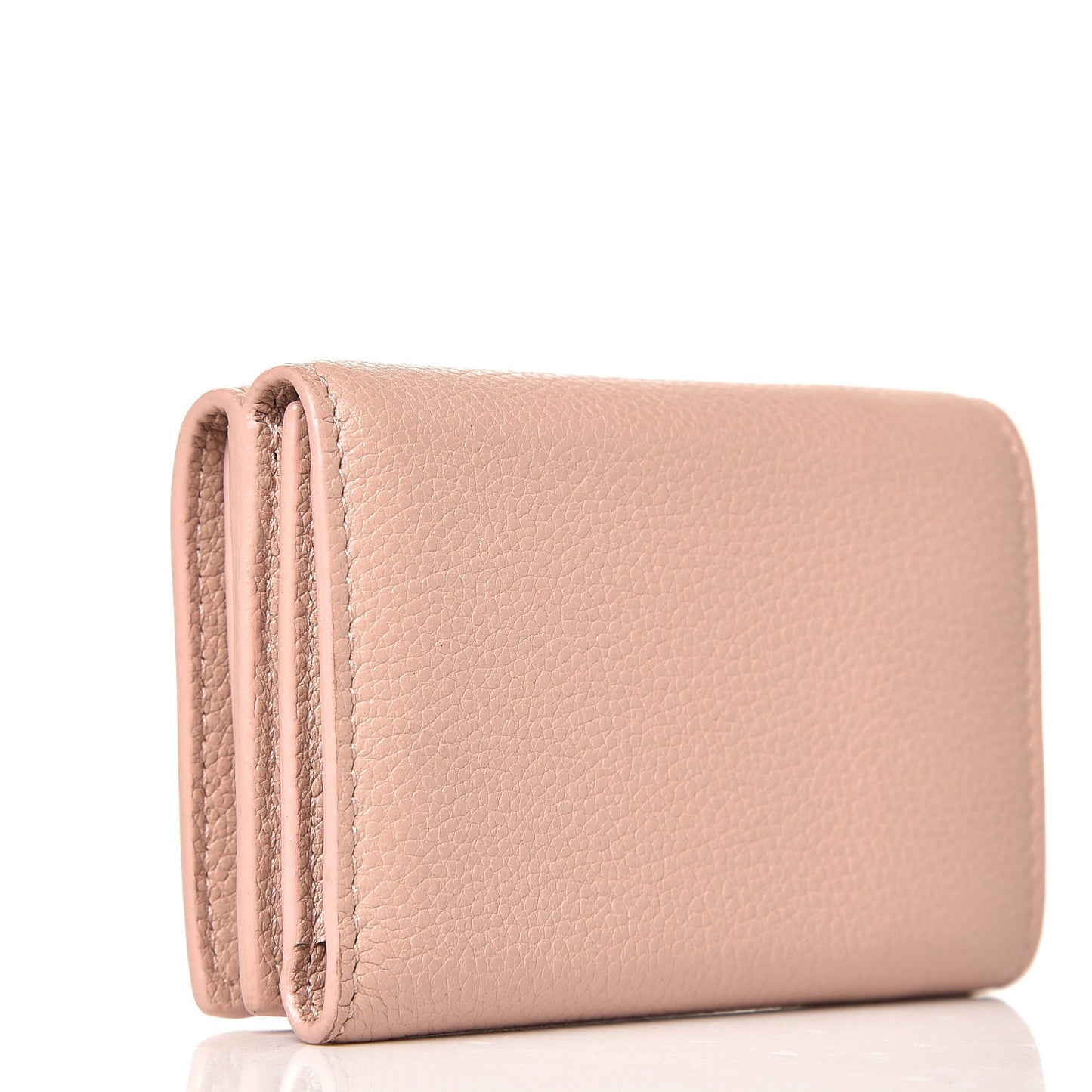Grained Calfskin Paris Petite Compact Wallet Pale Pink