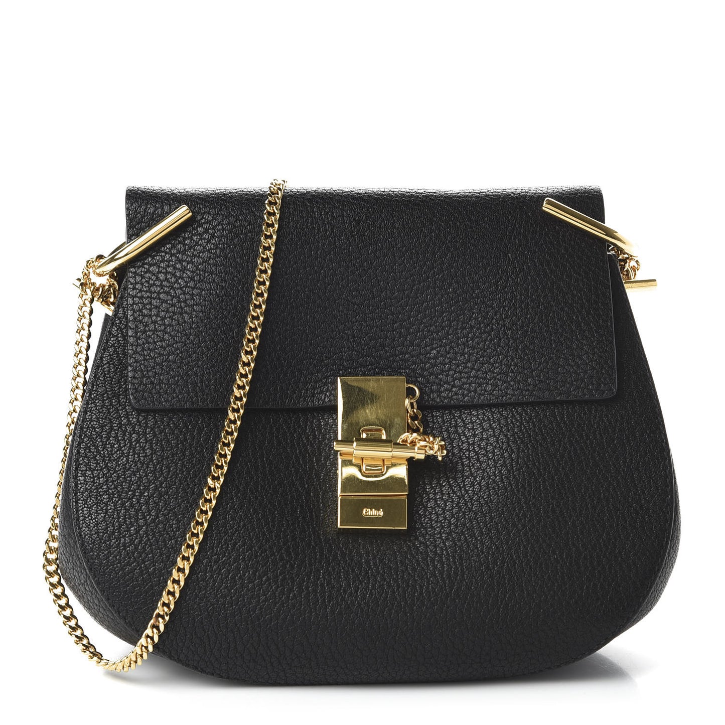 Grained Lambskin Drew Shoulder Bag Black
