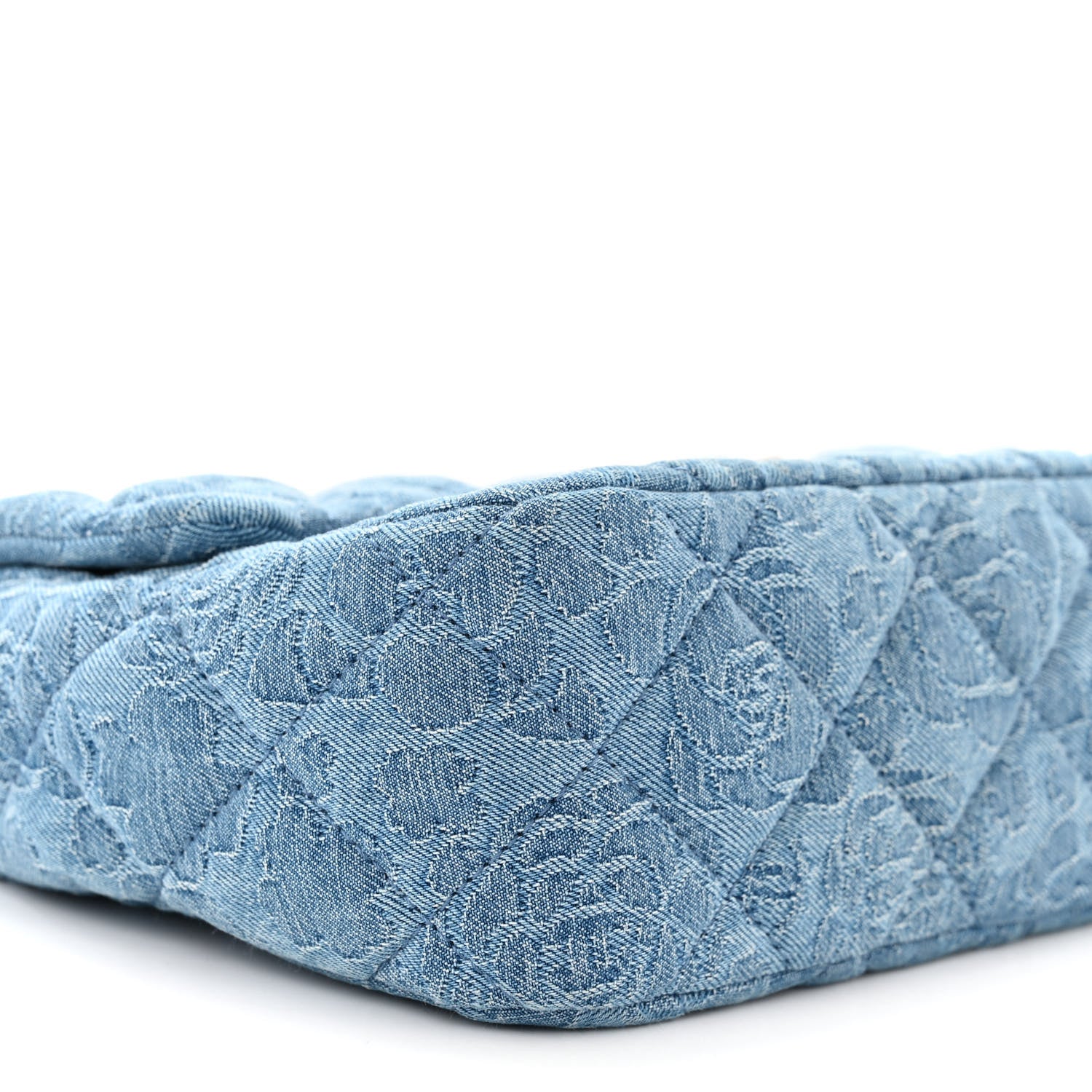 Chanel Denim Quilted Medium Camellia Sweetheart Flap Blue 9 of 12