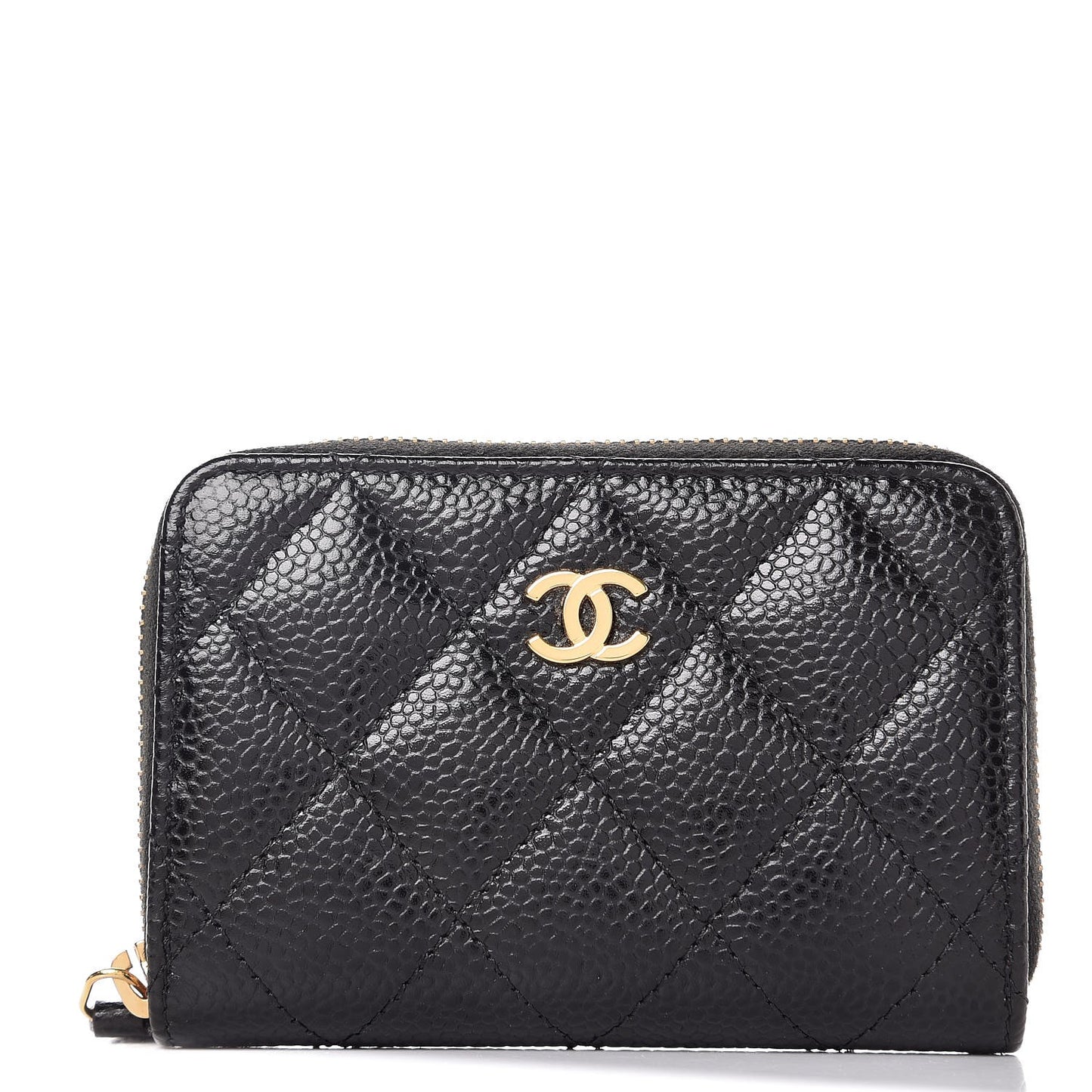 Caviar Quilted Zip Coin Purse Black