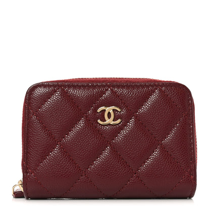 Chanel Caviar Quilted Zip Around Coin Purse Burgundy 1 of 8