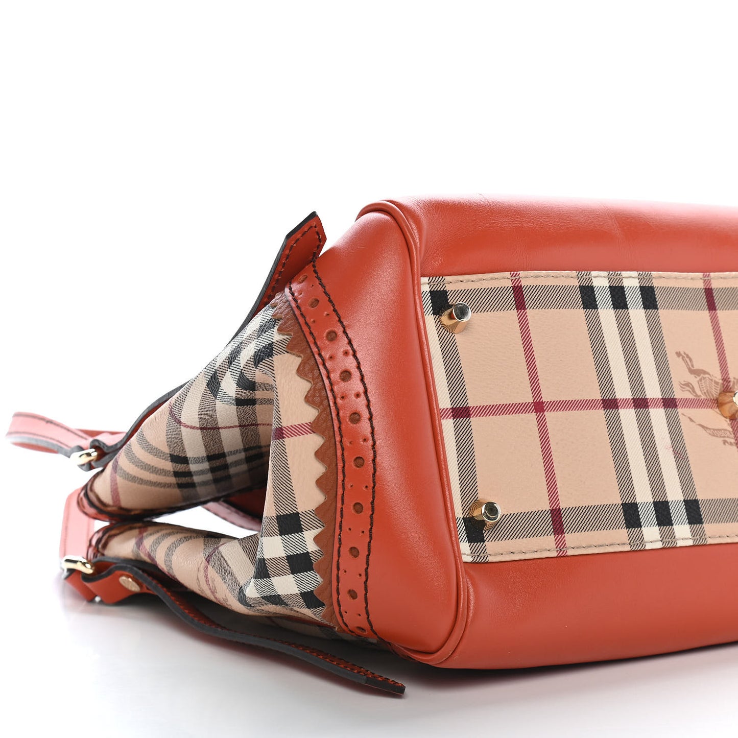 Haymarket Check Small Brogue Tassel Tote Bright Russet