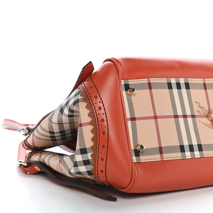 Burberry Haymarket Check Small Brogue Tassel Tote Bright Russet 7 of 9