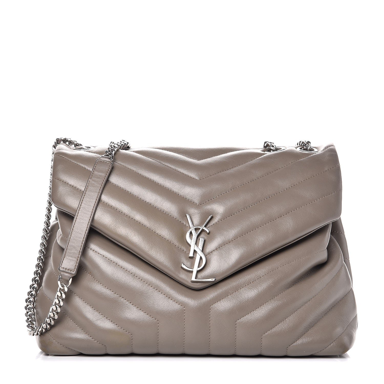 Saint Laurent Calfskin Y Quilted Monogram Medium Loulou Chain Satchel Fog 1 of 15