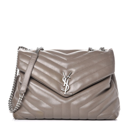 Saint Laurent Calfskin Y Quilted Monogram Medium Loulou Chain Satchel Fog 1 of 15