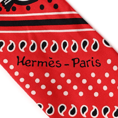 Hermes Silk Les Zebres Twilly Rouge Black White 2 of 4