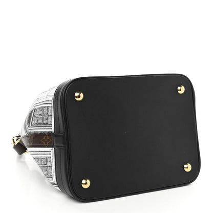 Louis Vuitton X FORNASETTI Calfskin Architettura Noe MM Black White 4 of 9
