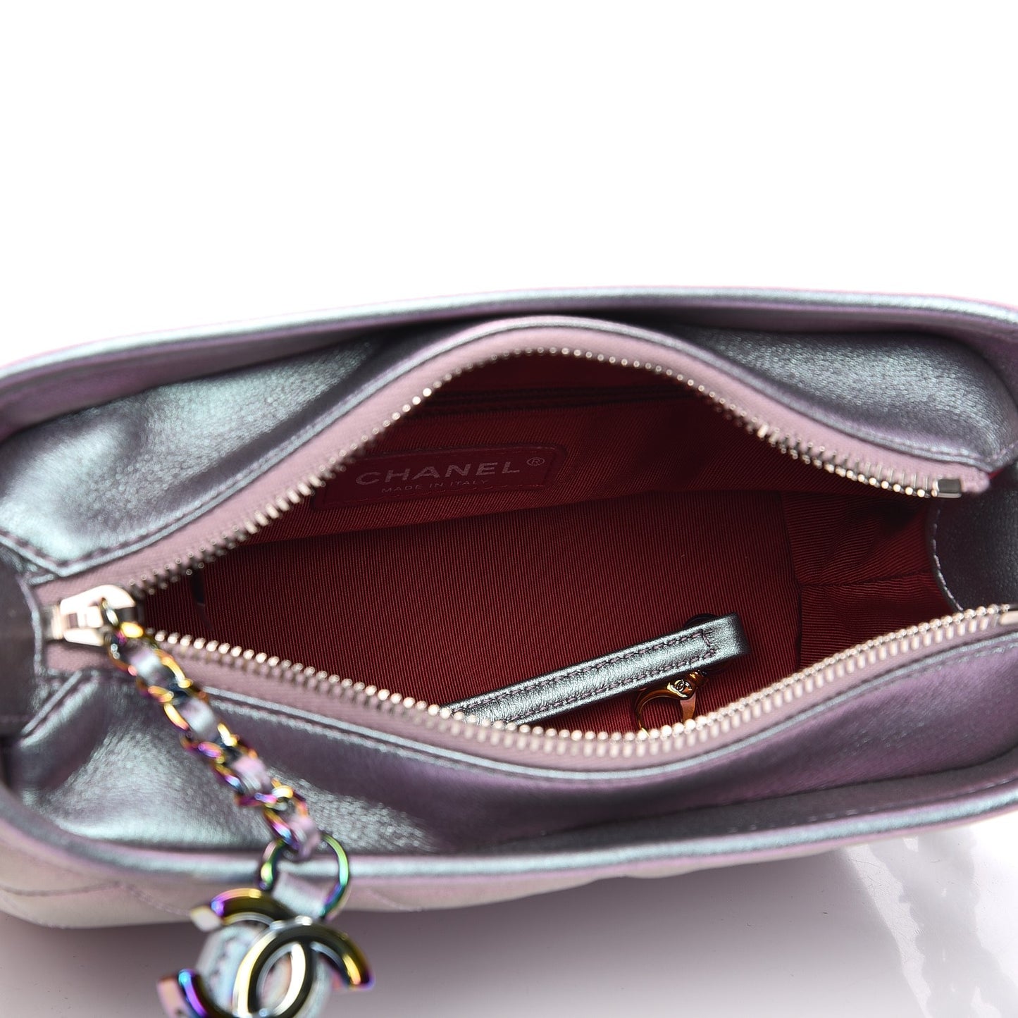 Iridescent Lambskin Calfskin Quilted Small Gabrielle Hobo Light Purple