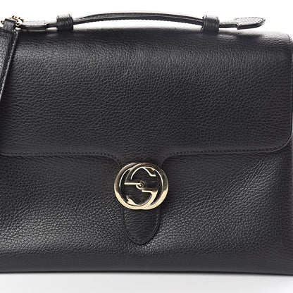 Gucci Dollar Calfskin Medium Interlocking G Top Handle Shoulder Bag Black 7 of 9