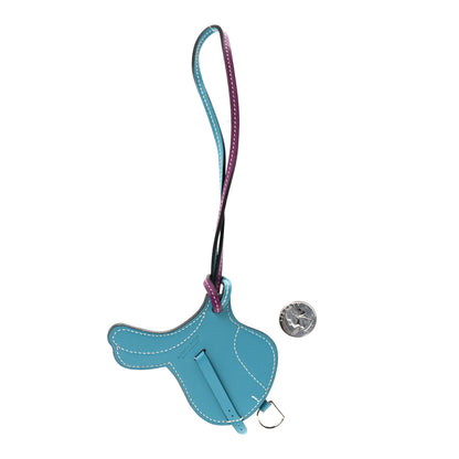 Hermes Swift Paddock Selle Horse Saddle Bag Charm Anemone Turquoise 2 of 3