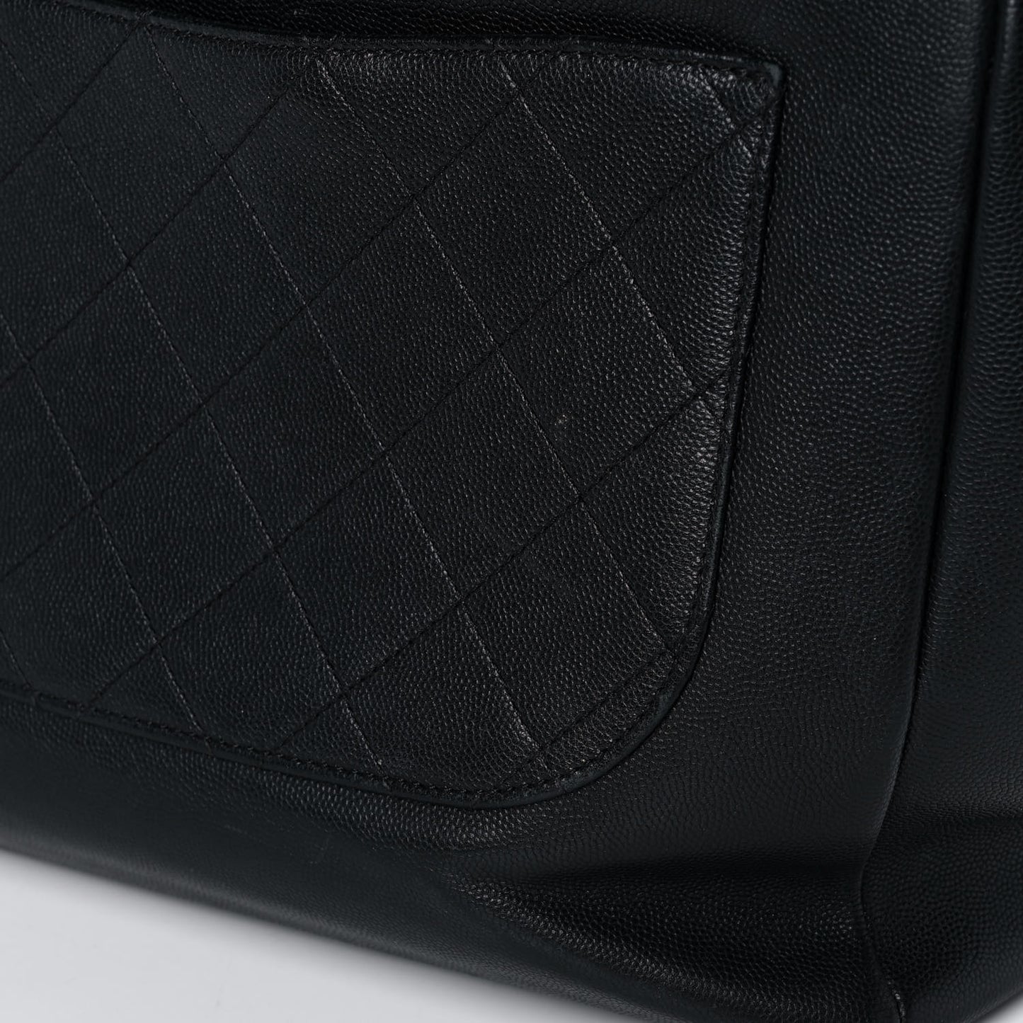 Grained Calfskin Stitched Lady Coco Top Handle Tote Black
