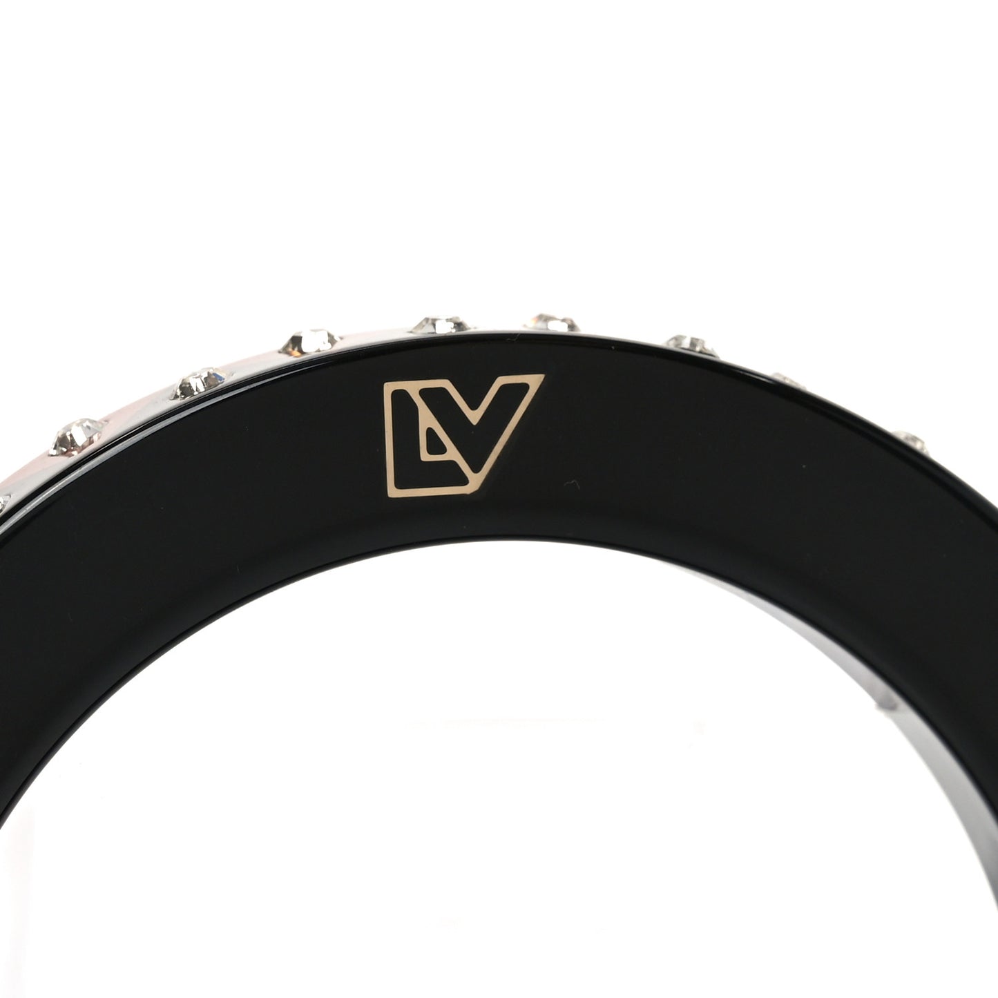Crystal Resin Zigzag Bangle Bracelet M Black Caramel